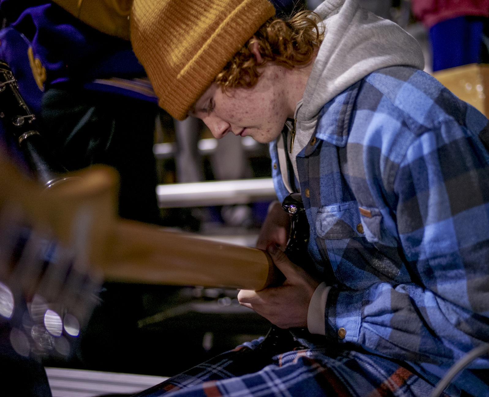 Hallsville band member Gaven Small plays the bass